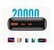 Power bank 20000 mah 100 w PD QC szybkie ładowanie do laptopa USB-C, Czarny