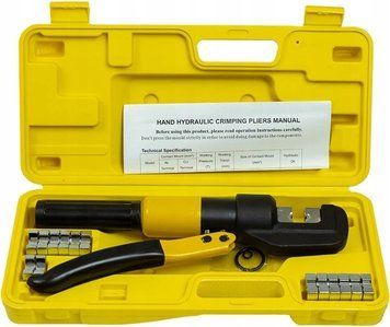 Hydrauliczna zaciskarka do tulejek 10T z matrycami 4&ndash;70 mm&sup2;, Czarny