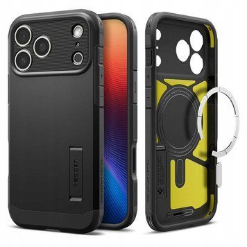 Etui do iPhone 17 Pro, Spigen Tough Armor T Mag case do MagSafe z podstawką, Czarny