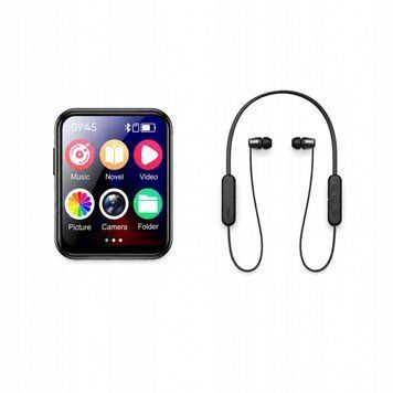 Zestaw Odtwarzacz MP3 Bluetooth 8GB Kamera + Słuchawki Bezprzewodowe, Czarny