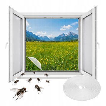 Moskitiera Okienna Siatka na Okno Owady Biała na Rzep Mocny 160x130 cm, Biały