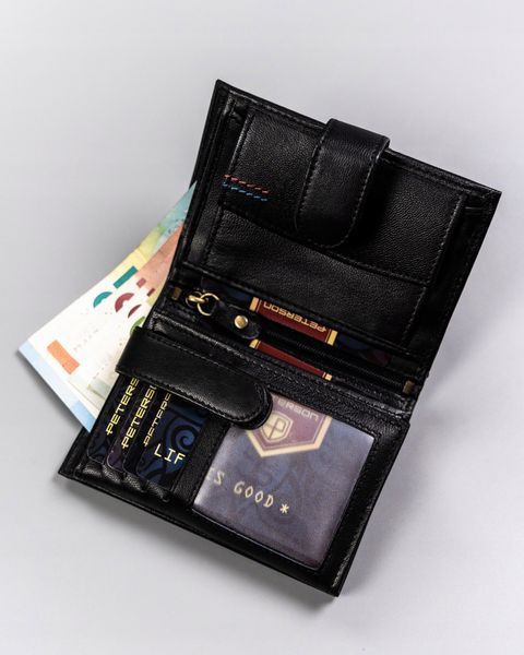 Peterson portfel sk&oacute;ra naturalna czarny PTN SET-M-1542-KCS B - mężczyzna, Czarny