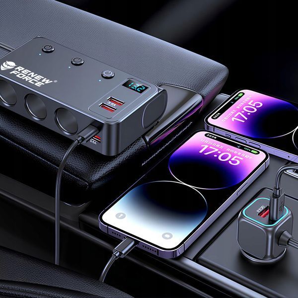 Rozdzielacz zapalniczki samochodowej 12V/24V 3 gniazda 4x USB QC PD