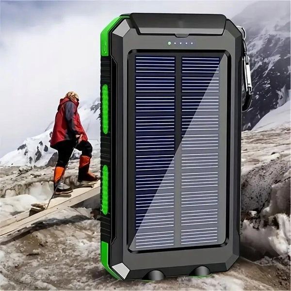 POWERBANK 20000mAh SOLARNY UNIWERSALNY LATARKA MOC, Czarny