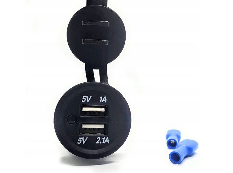 Samochodowe wodoodporna szybka ładowarka w aluminiowej obudowie 2xUSB 12/24