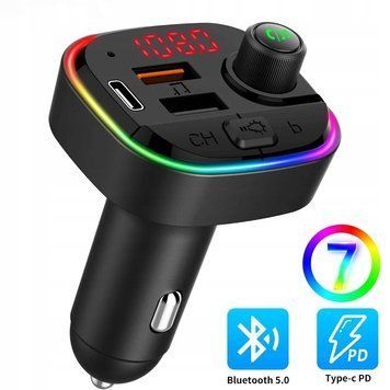 Transmiter FM C14 Bluetooth 5.0 | Szybkie Ładowanie USB | LED