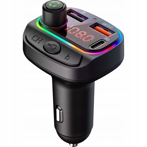 Transmiter FM C14 Bluetooth 5.0 | Szybkie Ładowanie USB | LED