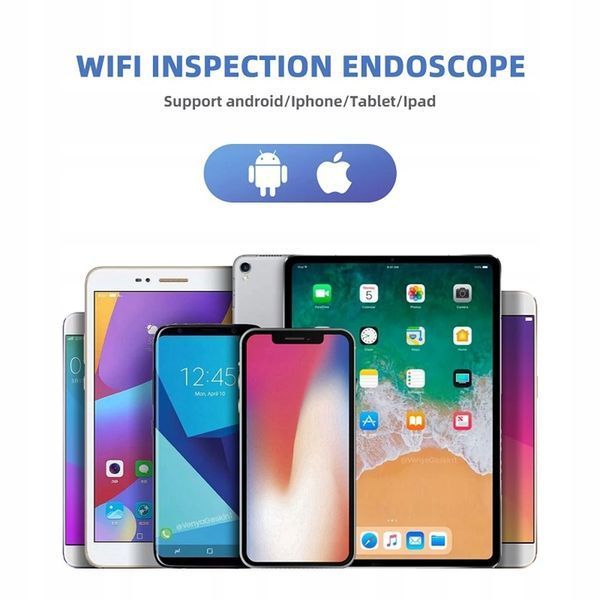 Endoskop 1200P WiFi 1,5M z Kamerą 8mm &ndash; Wodoodporny z 8 Diodami LED