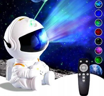 Projektor gwiazd astronauta LED pilotem do efekt&oacute;w kosmicznych z 8 trybami, Biały