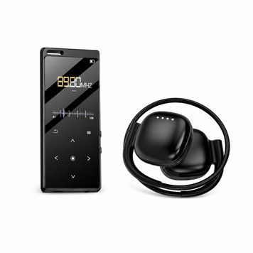 MP3 MP4 Bluetooth 32GB FM Dyktafon E-book 1.8" + Słuchawki IPX7 10h, Czarny