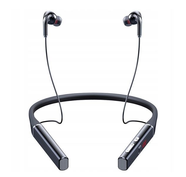 Słuchawki Bluetooth 5.0 neckband 800mAh MicroSD 100h pracy, Czarny