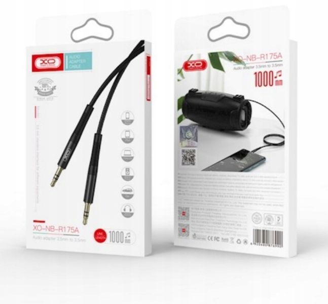 Kabel audio XO NB-R175B jack 3,5 mm - jack 3,5 mm aluminium 2 m czarny