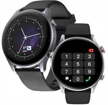 Smartwatch Riversong Motive 6C Pro czarny rozmowy stal pulsometr sen kroki, Szary
