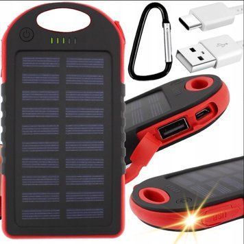 Powerbank Solarny Ładowarka Solarna 4000mAh Latarka Power Bank Pojemny, Czarny