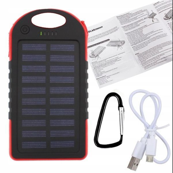 Powerbank Solarny Ładowarka Solarna 4000mAh Latarka Power Bank Pojemny, Czarny