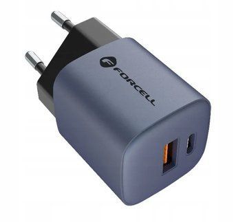 Szybka ładowarka Forcell F-Energy USB-C USB-A 33W PD QC4.0 GaN 20V czarna, Szary