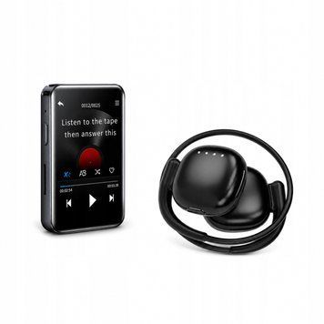 MP3 Bluetooth 64GB HiFi 1.8" FM + Słuchawki Sportowe IPX7 10h, Czarny