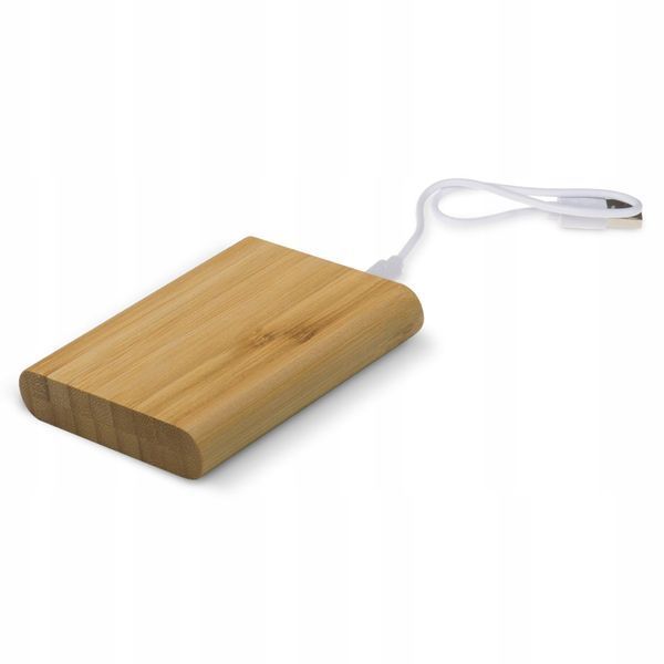 Powerbank Ładowarka 5000mAh Power Bank Pojemny Bambus USB C Micro-USB, Brązowy