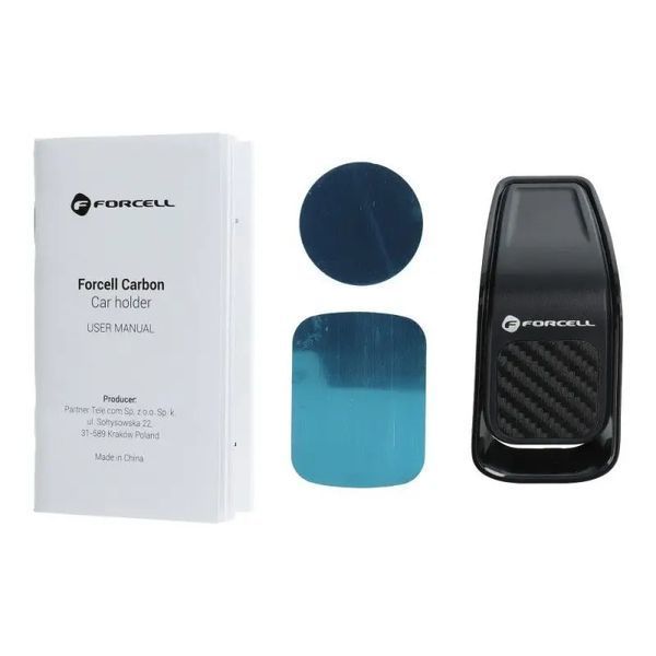Uchwyt na telefon uniwersalny Forcell F-Grip Carbon B060 do kratki czarny, Czarny