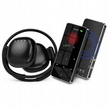Zestaw MP4 MP3 Bluetooth 16GB FM Dyktafon + Słuchawki Sportowe IPX7 10h, Czarny