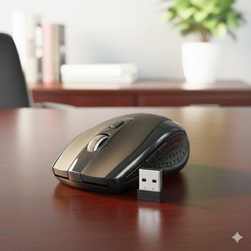 Bezprzewodowa mysz optyczna 2.4GHz z DPI 800-1200-1600 i 6 przyciskami, Czarny