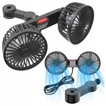Wentylator Samochodowy Wiatrak Obrotowy Podw&oacute;jny do Auta Mocny 360&deg; USB