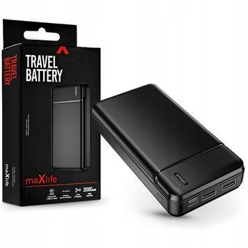 Powerbank 20000mAh 2x USB USB-C szybkie ładowanie czarny, Czarny