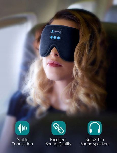 Maska na oczy Bluetooth słuchawki do snu muzyka rozmowy regulacja, Szary
