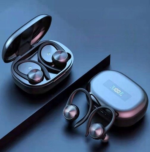Czarne beprzewodowe słuchawki bluetooth Q32 do biegania zauszne