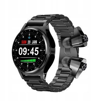 Smartwatch GT66 czarny z bezprzewodowymi słuchawkami TWS wodoodpornymi, Czarny
