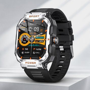 Smartwatch GT55 2w1 z wbudowanymi słuchawkami TWS NFC ekran 2,01" srebrny