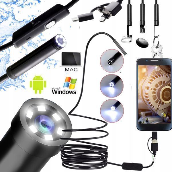 INSPEKCYJNA KAMERA DO TELEFONU USB ENDOSKOPOWA ANDROID IOS WINDOWS ENDOSKOP