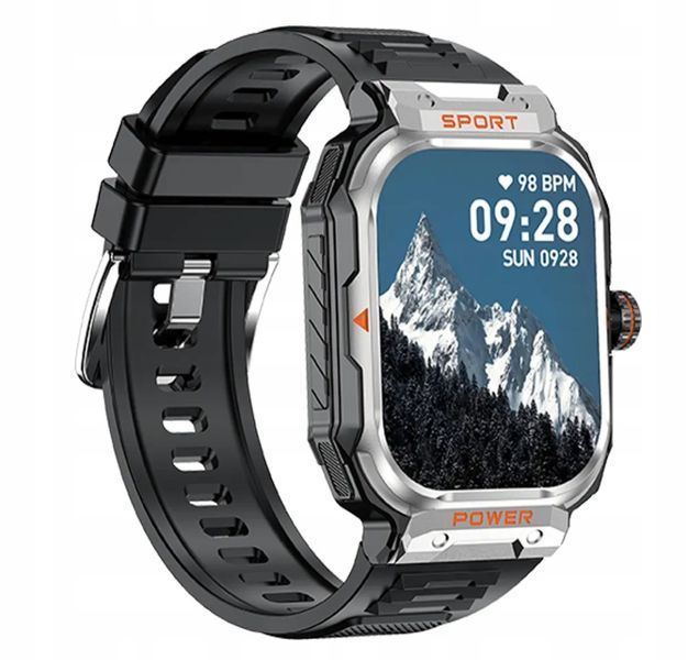Smartwatch GT55 2w1 z wbudowanymi słuchawkami TWS NFC ekran 2,01" srebrny