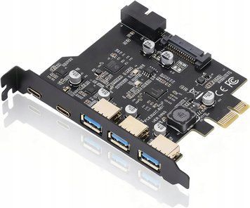 Karta PCIe USB 3.2 Gen1, 5 port&oacute;w (3xA+2xC), przepustowość 20 Gb/s