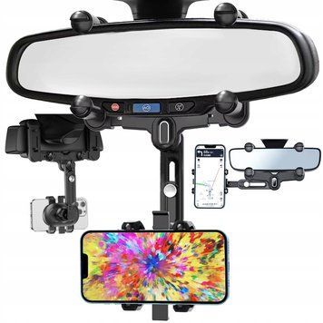 UCHWYT SAMOCHODOWY NA TELEFON I REJESTRATOR JAZDY NA LUSTERKO, Czarny