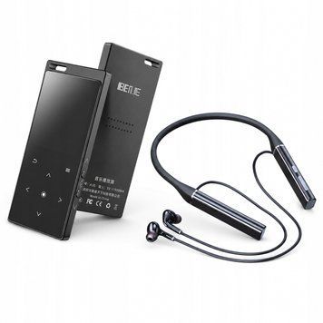 Odtwarzacz MP3 Bluetooth 16GB FM + Słuchawki Bluetooth 5.0 100h, Czarny