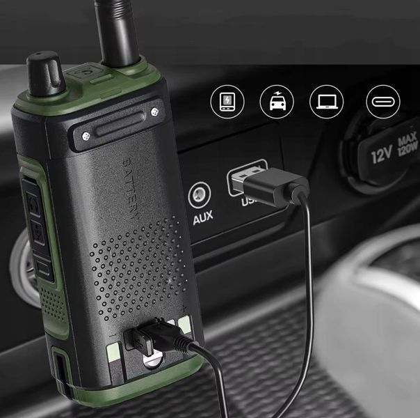 Radio VHF/UHF z Pasmem Lotniczym, Kolorowy LCD, Ładowanie USB-C