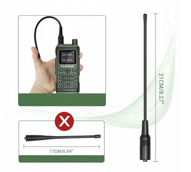 Radio VHF/UHF z Pasmem Lotniczym, Kolorowy LCD, Ładowanie USB-C
