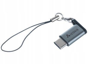 Adapter OTG Izoxis Micro USB 2.0 na USB Typ-C 6,5 cm z zawieszką czarny