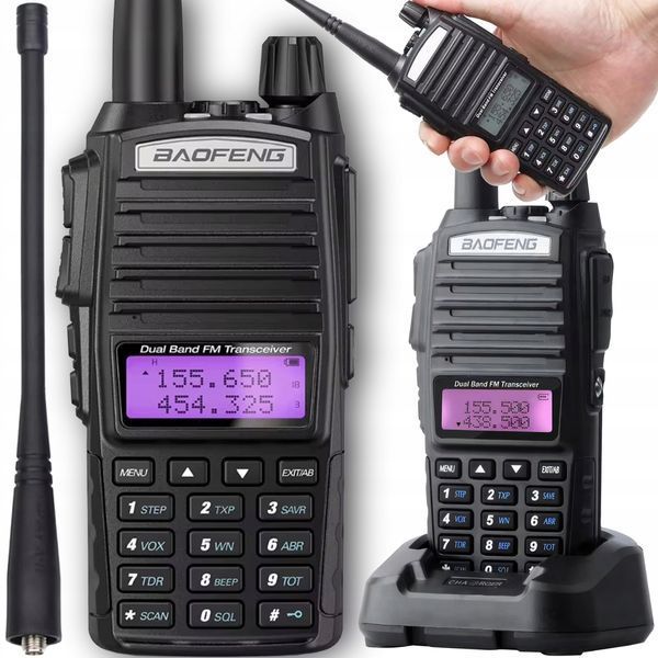 Kr&oacute;tkofal&oacute;wka 8W VHF/UHF 128 kanał&oacute;w, Dual Watch, akumulator 2000 mAh