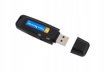 Pendrive z podsłuchem rejestrator dźwięku dyktafon szpiegowski microSD, Czarny