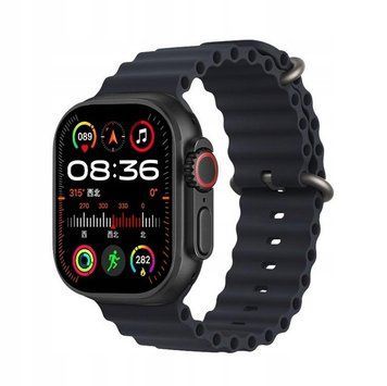 T800 ULTRA Smartwatch z GPS, Pulsometrem i Wodoszczelnością czarny, srebrny