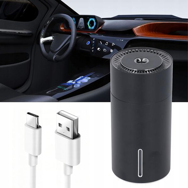 Nawilżacz powietrza samochodowy USB 260ml mgiełka LED ambient light