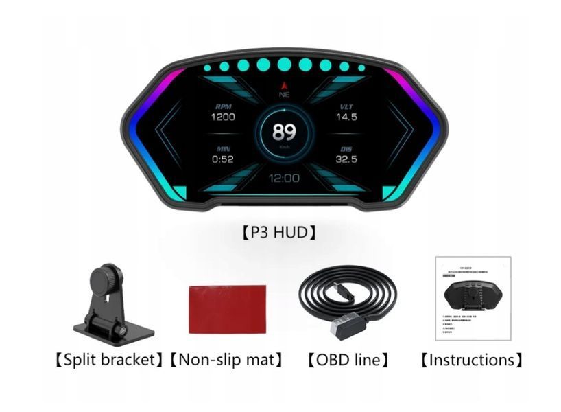P3 HUD &ndash; Wielofunkcyjny Wyświetlacz OBD, Prędkość, Turbo, Temperatura