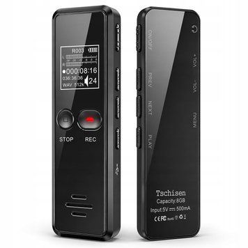 Dyktafon Cyfrowy 8GB MP3 USB Odtwarzacz Redukcja Szum&oacute;w, Czarny