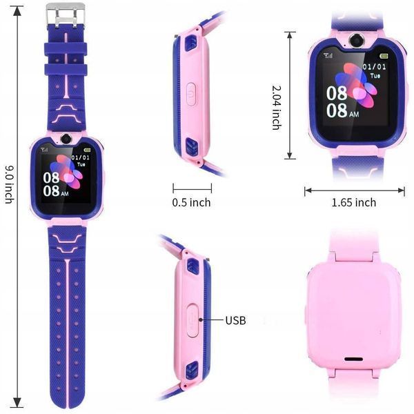 Zegarek Smartwatch Craft S12 Dla Dzieci GPS SOS Kamera Telefon SIM R&oacute;żowy, R&oacute;żowy