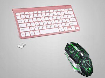 Bezprzewodowy zestaw klawiatura Rose Gold + mysz gamingowa RGB Bluetooth, R&oacute;żowy