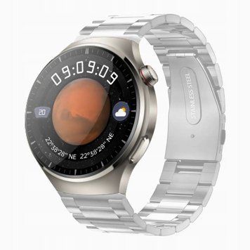Smartwatch MA14 Ekran AMOLED 1.62", Monitor Zdrowia, Bluetooth, NFC, srebrny
