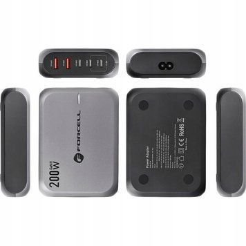 Wieloportowa ładowarka biurkowa USB-C USB-A technologią szybkiego ładowania, Szary
