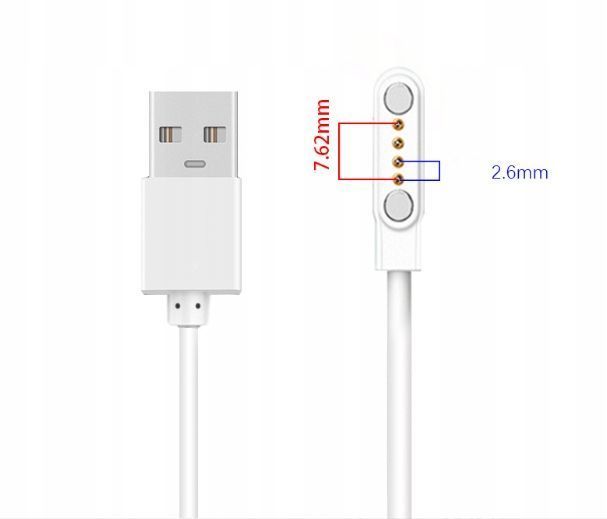 Magnetyczny kabel do ładowania słuchawek i inteligentnych zegark&oacute;w 4 piny, Biały